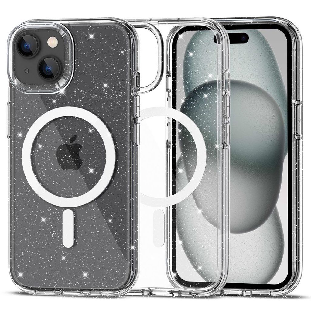 Tech-Protect FlexAir Hybrid MagSafe Case for iPhone 15 - Transparent Glitter