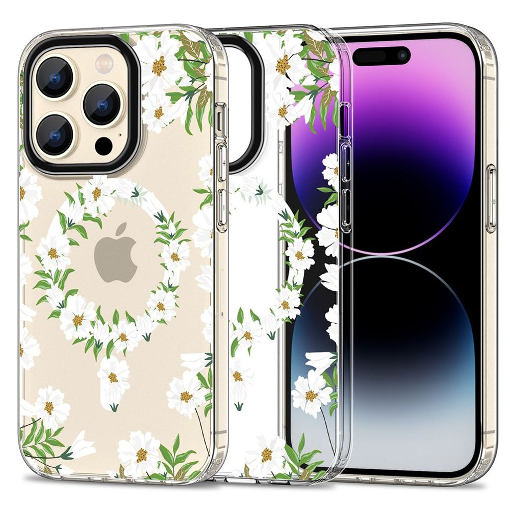 Tech-Protect MagMood MagSafe Deksel til iPhone 15 Pro Max - White Daisies
