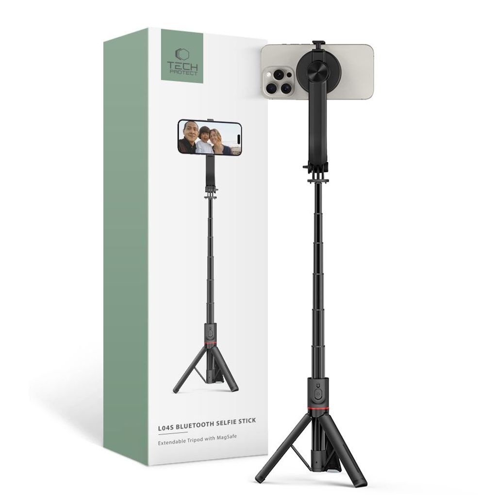 Tech-Protect L04S Bluetooth Selfie Stick with Tripod – Black