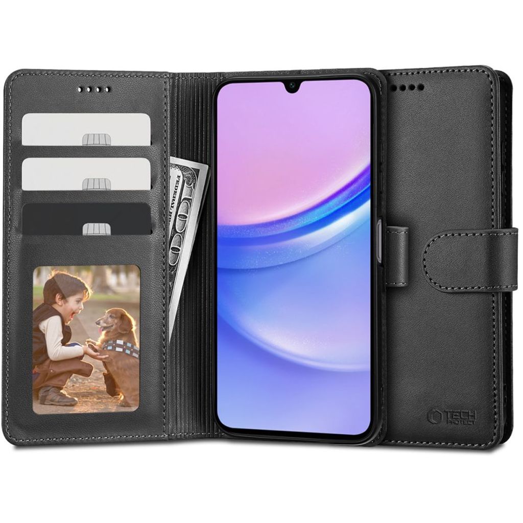 Tech-Protect Wallet Kotelo Samsung Galaxy A15 4G/5G - Musta