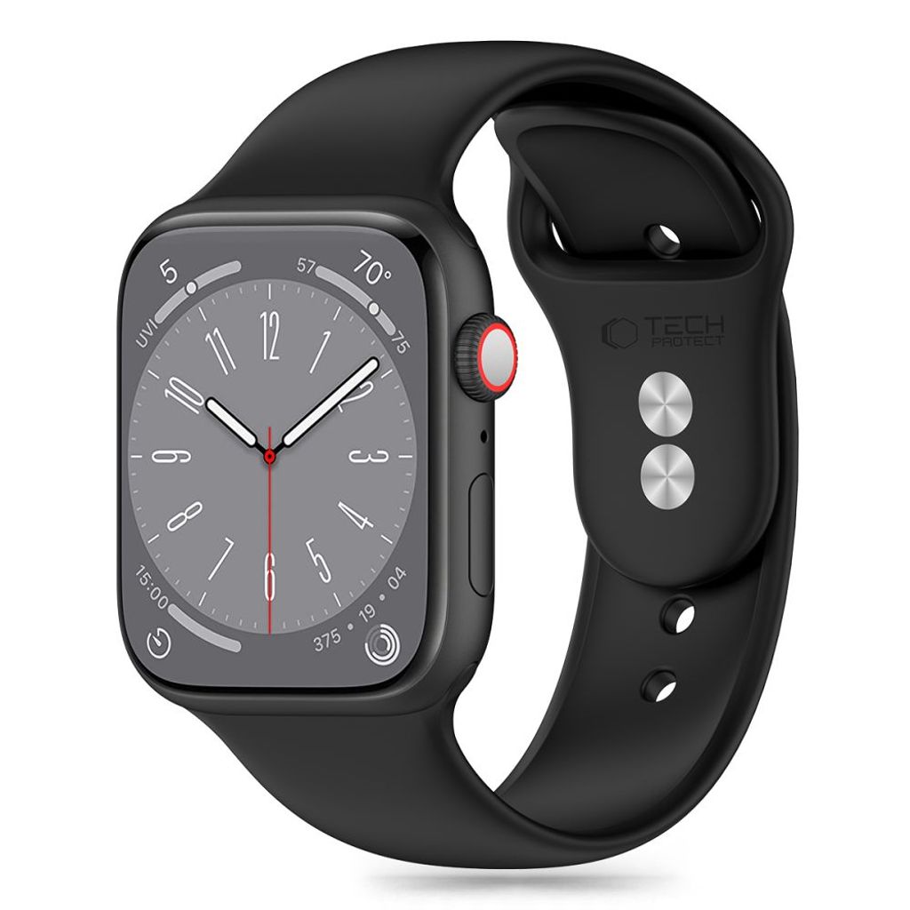 Tech-Protect Silicone Klokkereim til Apple Watch 42/44/45/49 mm - Svart