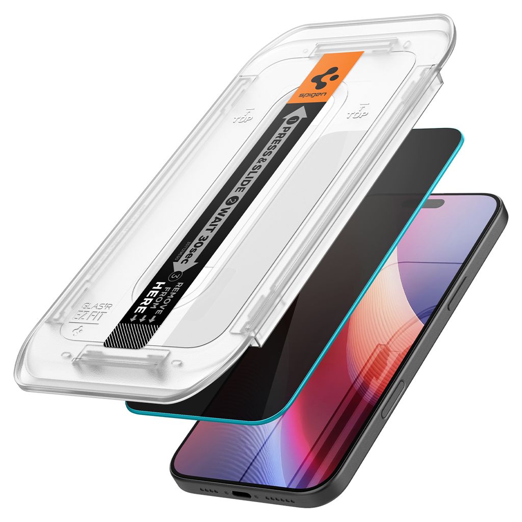 Spigen iPhone 16 Pro/17/17 Pro Glas.tR EZ Fit Privacy Skärmskydd 2-pack