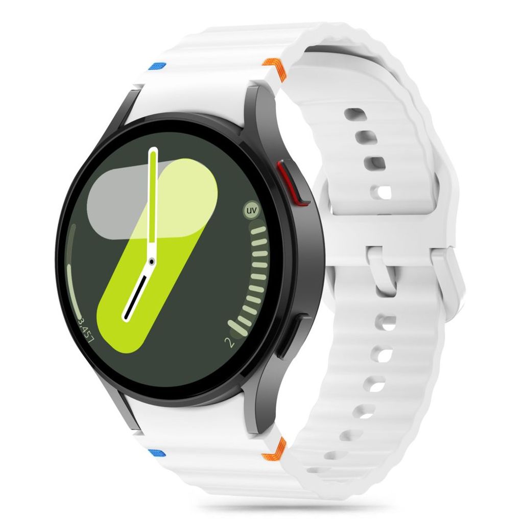Tech-Protect Silicone Sport Urrem til Samsung Galaxy Watch 4/5/5 Pro/6/7/FE - Hvid