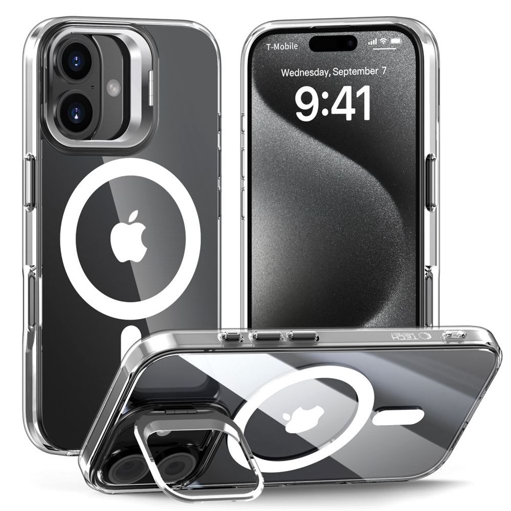 Tech-Protect MagStand MagSafe Case for iPhone 16 - Transparent