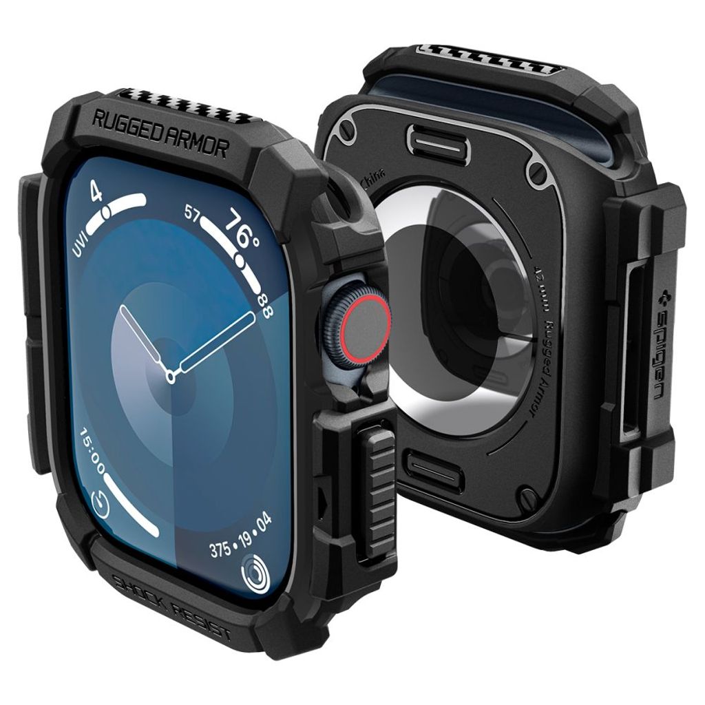 Spigen Rugged Armor Deksel til Apple Watch 10 (42mm) - Svart