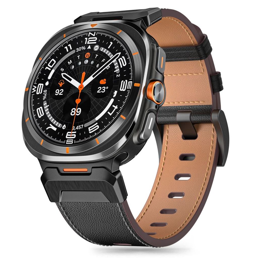 Tech-Protect Delta Pro Leather Kellonranneke Samsung Galaxy Watch Ultra  - Musta