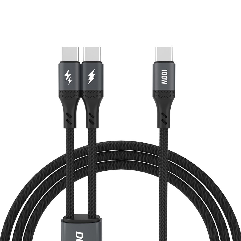 Dudao L3F 2in1 kabel 100W 1.2m 2x USB-C - sort