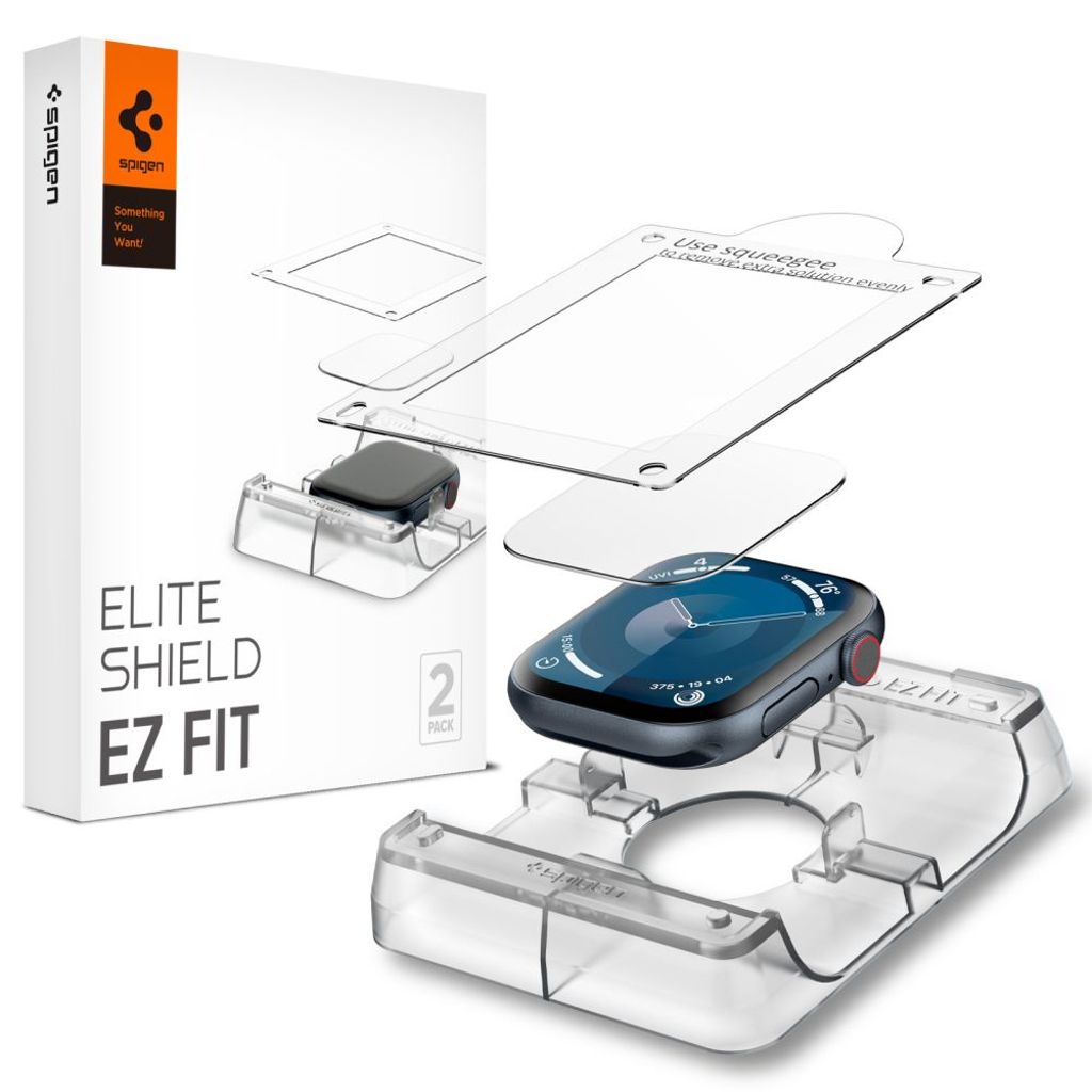 Spigen Elite Shield "EZ FIT" Skjermbeskytter til Apple Watch 10 (42mm), 2-pakning