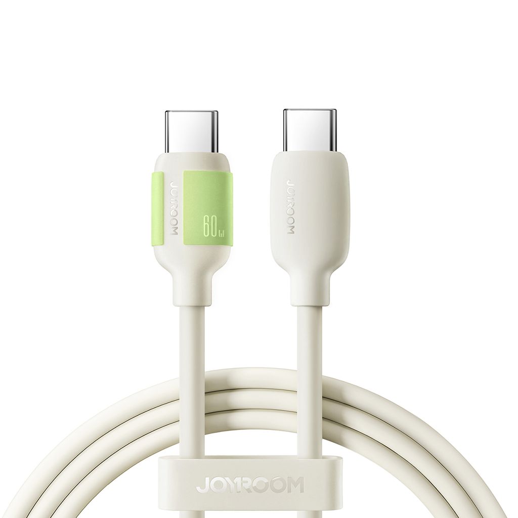 Joyroom S-A53 60W USB-C kabel – USB-C til USB-C, fluorescerende tip, 2 m, beige