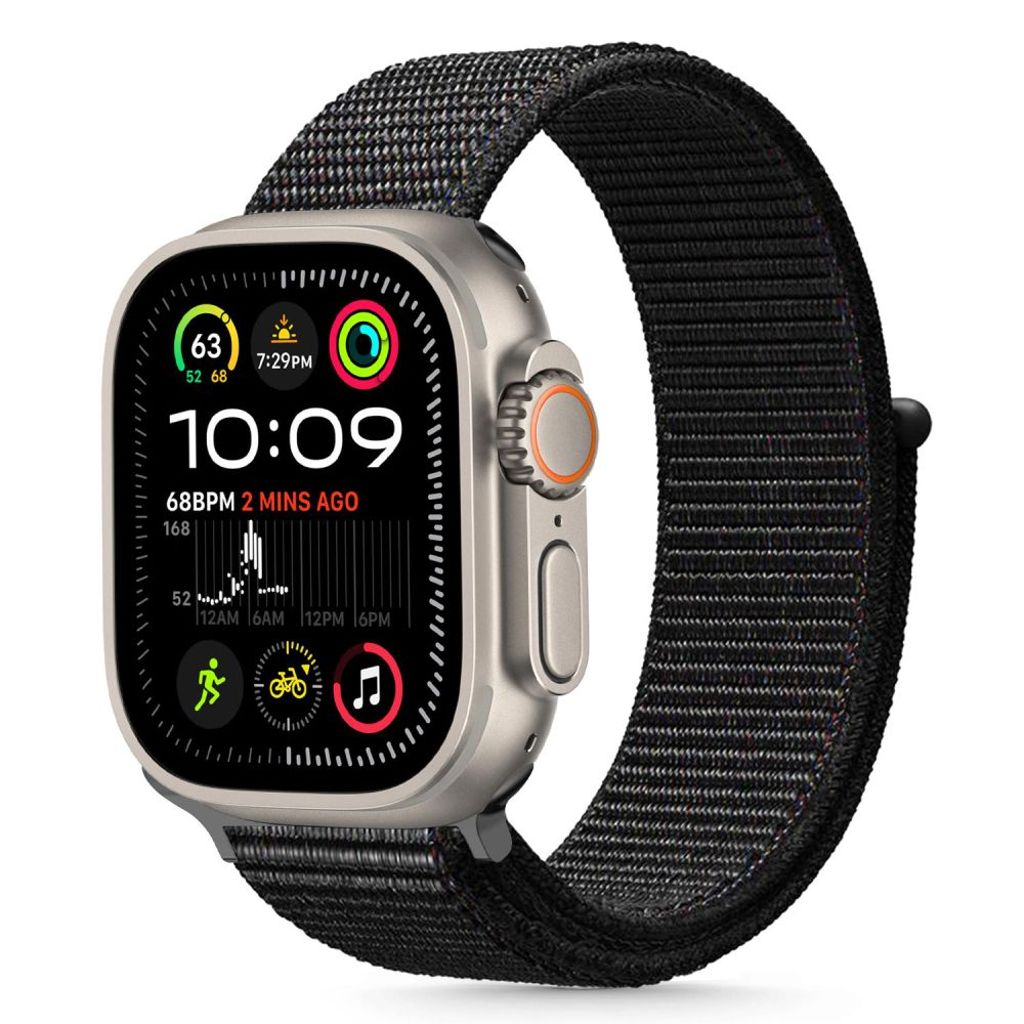 Tech-Protect Nylon Klokkereim til Apple Watch 44/45/46/49 mm - Svart