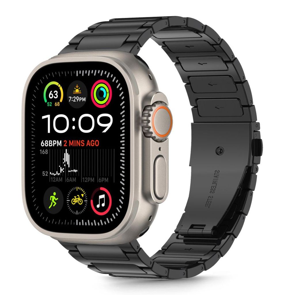 Tech-Protect Stainless Klokkereim til Apple Watch 44/45/46/49 mm - Svart