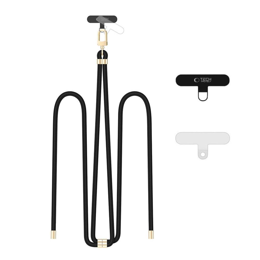 Tech-Protect C7S säädettävä puhelinhihna – musta/kulta