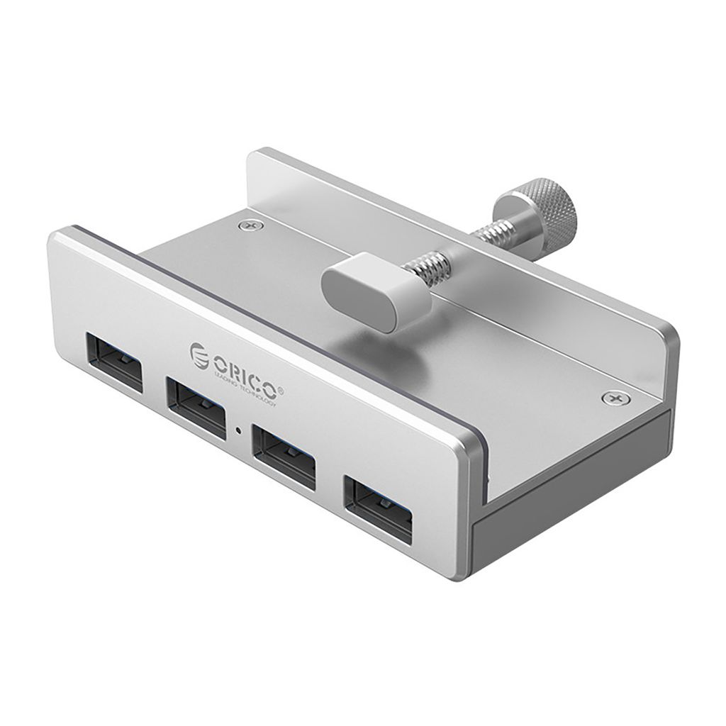 Orico MH4PU Hub Clamp-Mounted 4x USB-A 3.0 – Sølv