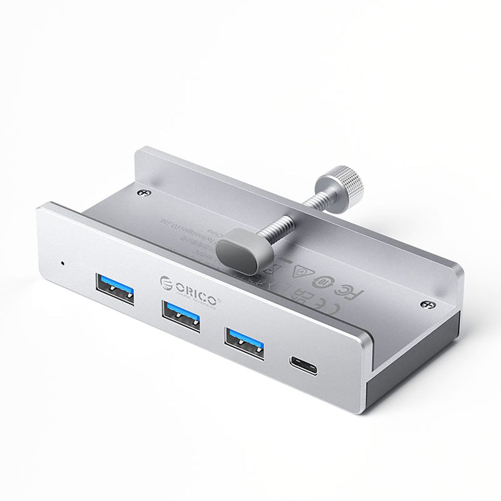 Orico MH4PC Hub kiinnitettävä USB-C / 3x USB-A 3.0 + 1x USB-C 3.0, silver