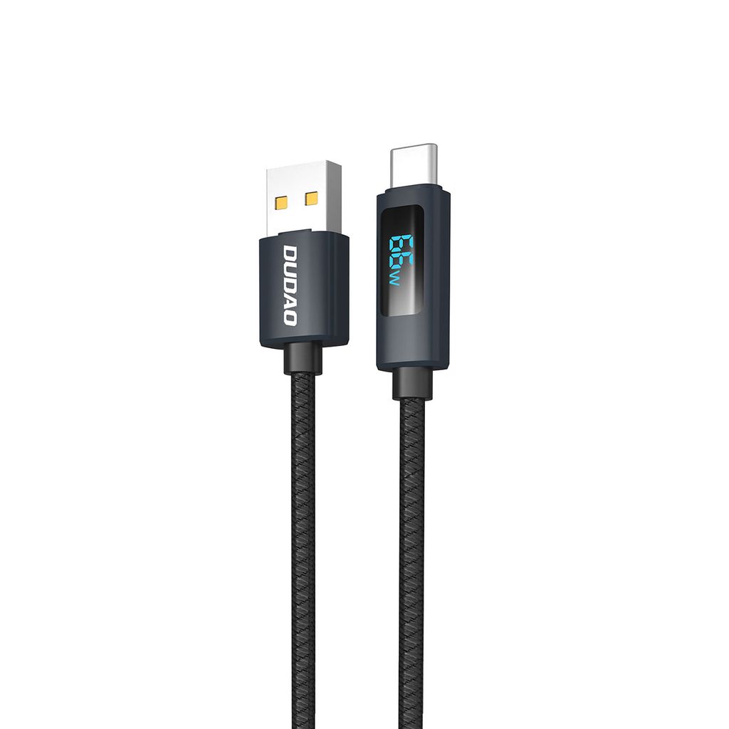 Dudao L7T USB-A til USB-C 66W kabel med LED display 1m - sort