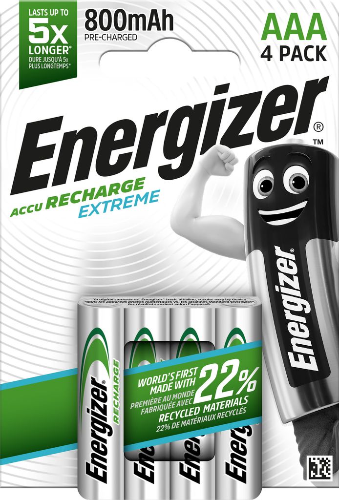 Energizer Ladattava Extreme AAA Paristo 1.2V - 4 kpl