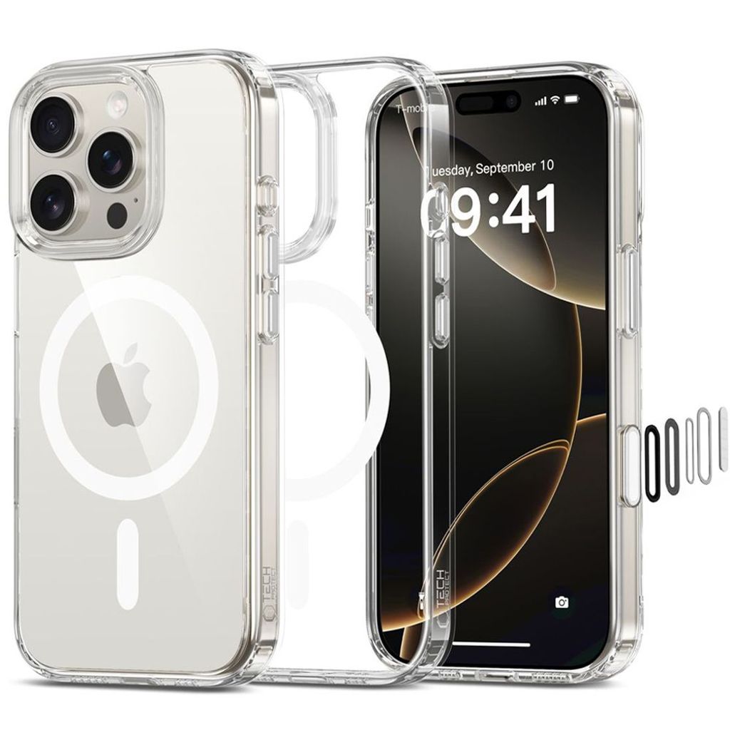 Tech-Protect Flexair Hybrid CC Magsafe Deksel til iPhone 16 Pro Max - Gjennomsiktig
