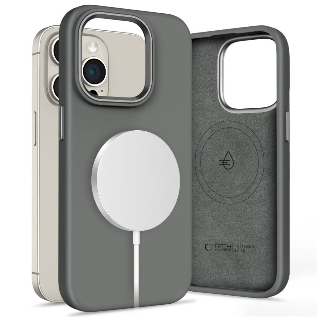 Tech-Protect Silicone Pure Magsafe Deksel til iPhone 15 Pro Max - Grå