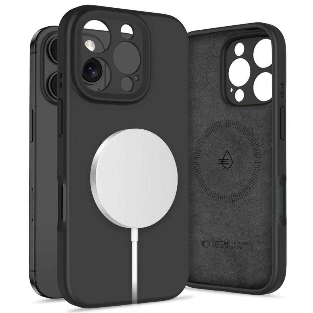 Tech-Protect Liquid Silicone MagSafe Cover til iPhone 16 Pro Max - Sort