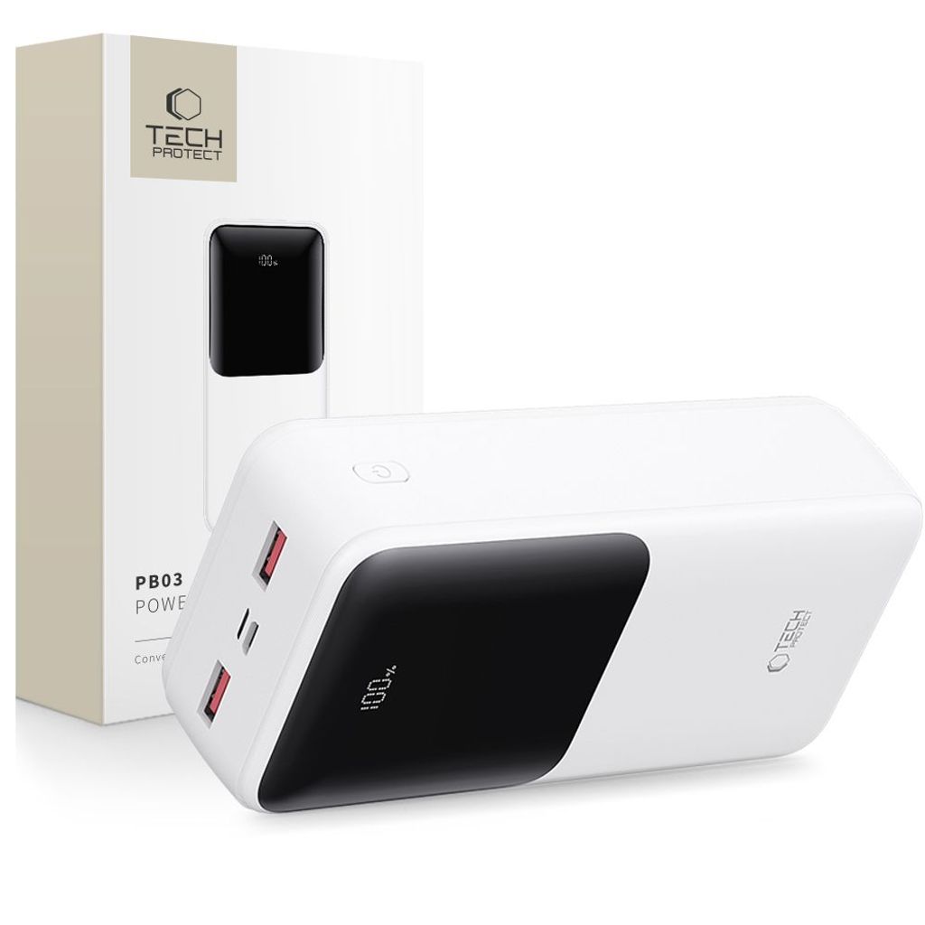 Powerbank Tech-Protect PB03 30000mAh 22.5W - hvit