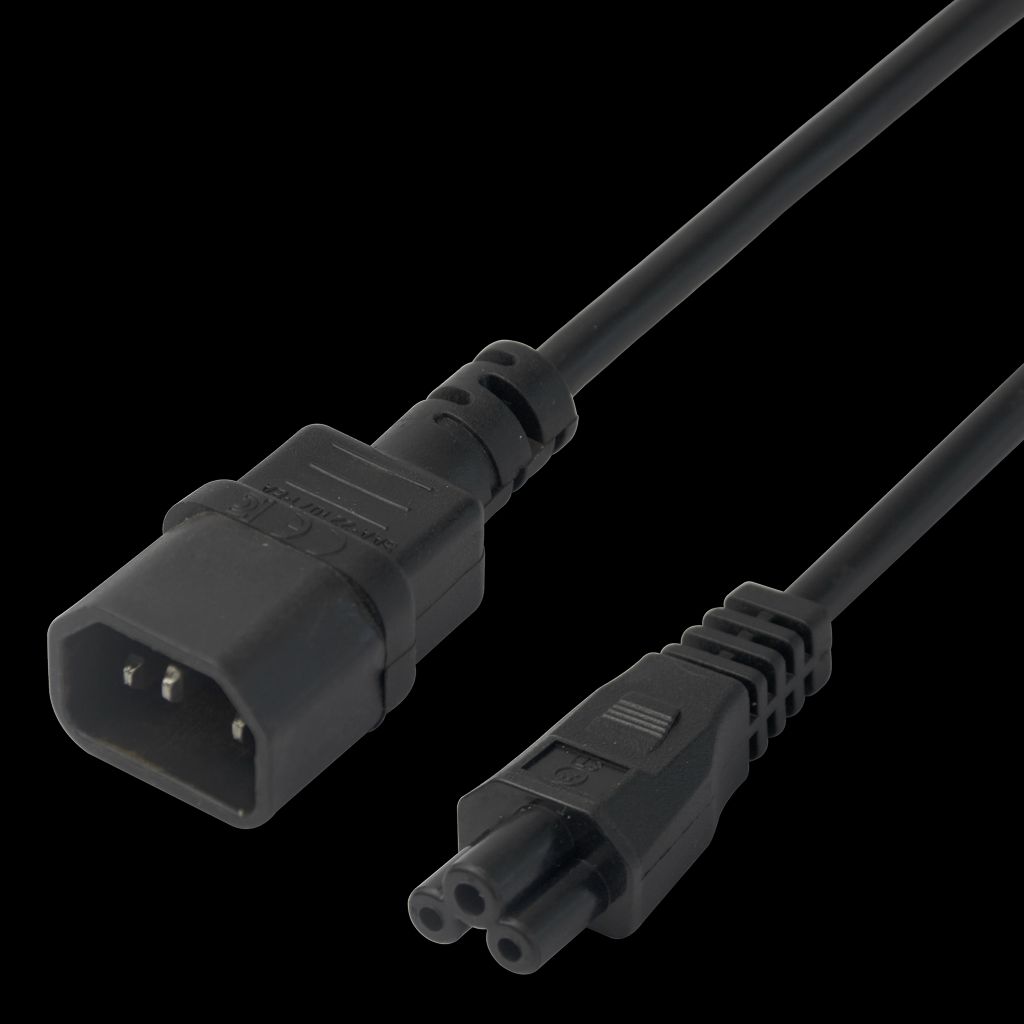 Power cable IEC C14 - IEC C5, 0,5m – svart