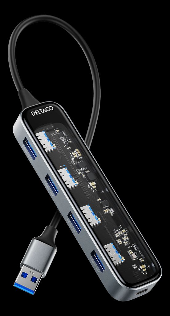 USB-A Hub, 5 Gbit/s, 4x USB-A - Transparent