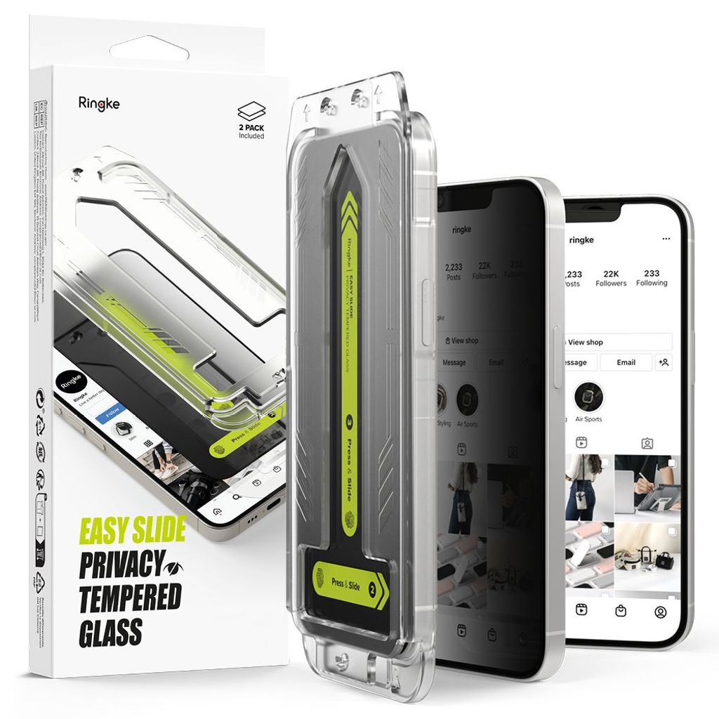 Ringke Easy Slide Privacy Glass 2-pack Skjermbeskytter til iPhone 13/13 Pro/14/16e