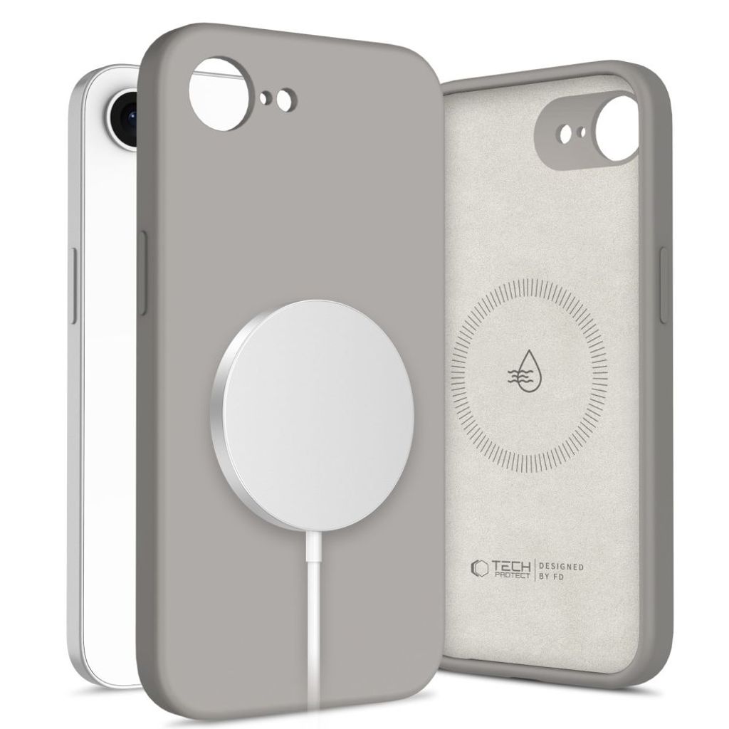 Tech-Protect Liquid Silicone MagSafe Deksel til iPhone 16e - Grå