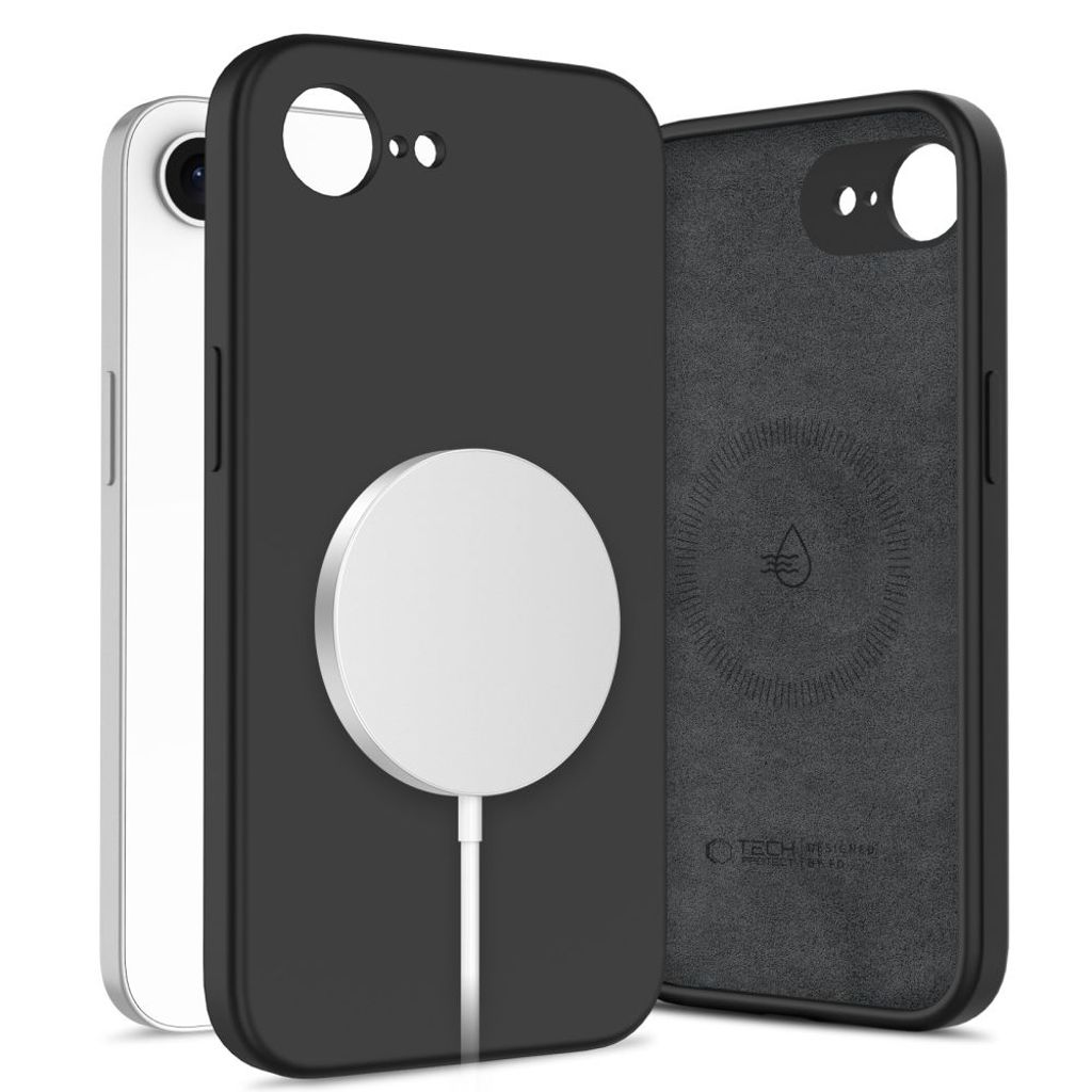 Tech-Protect Liquid Silicone MagSafe Deksel til iPhone 16e - Svart