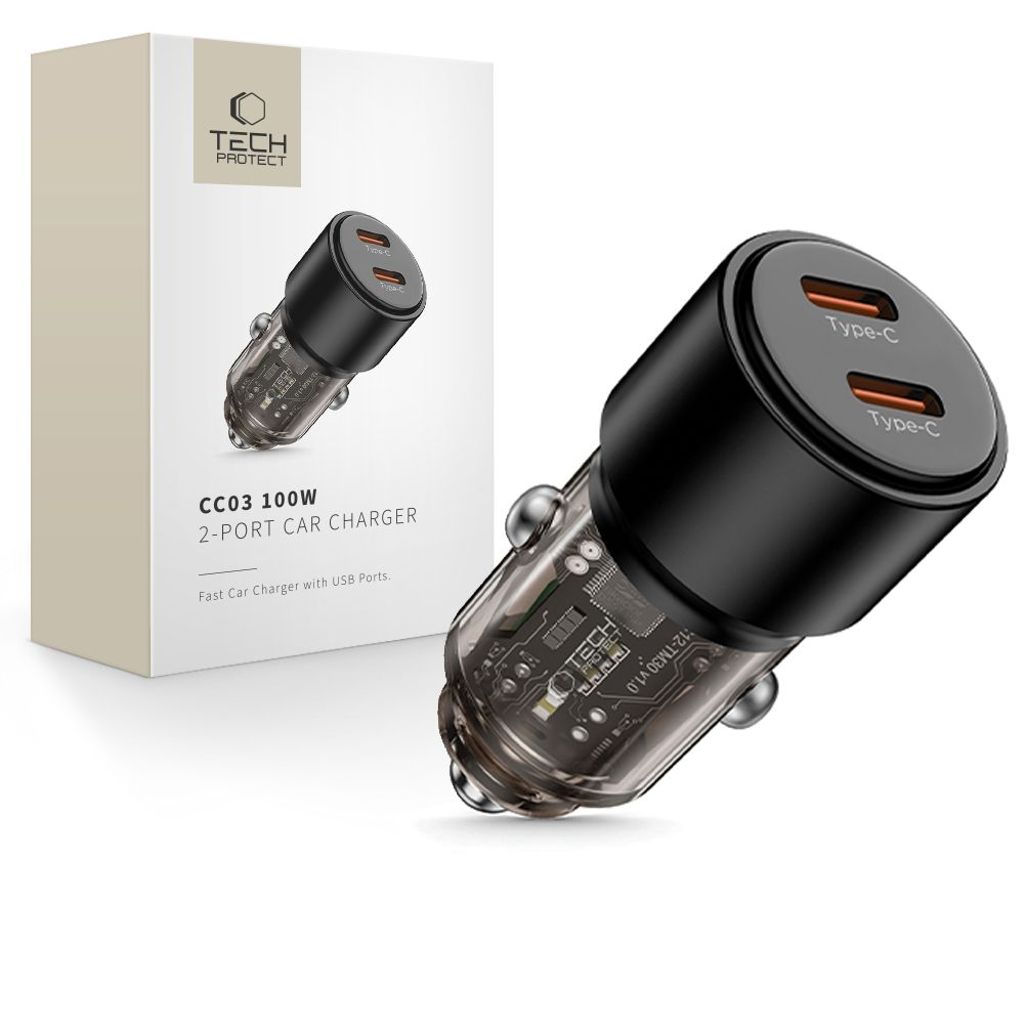 CC03 2-port PD100W biloplader – sort