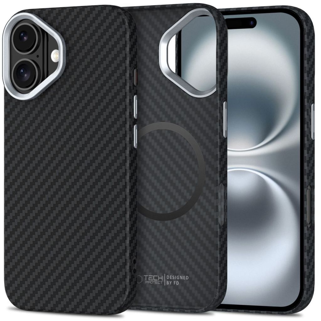 Tech-Protect Ion Carbon MagSafe Case for iPhone 16 - Black/Grey
