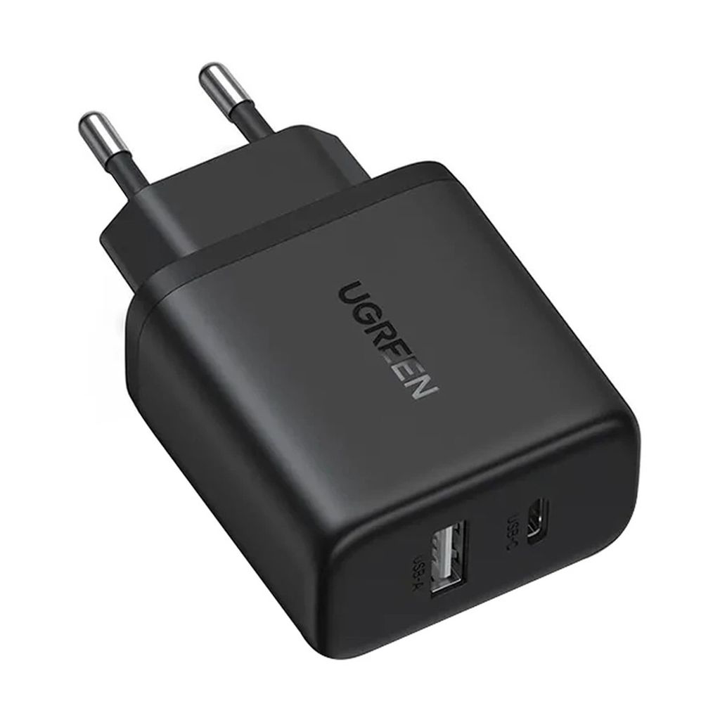 Ugreen X227 20W GaN-vegglader med USB-A og USB-C – svart