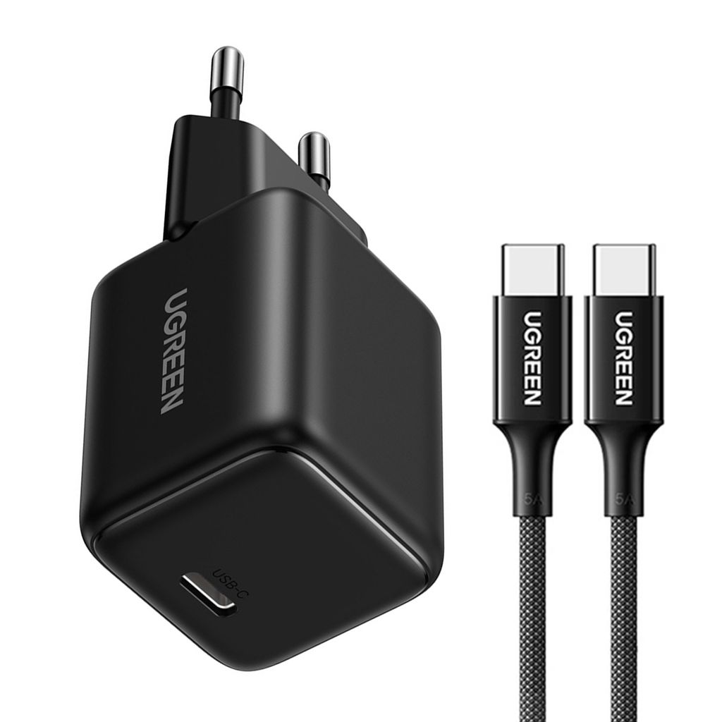 Ugreen X513 30W GaN-vegglader med USB-C-kabel – svart