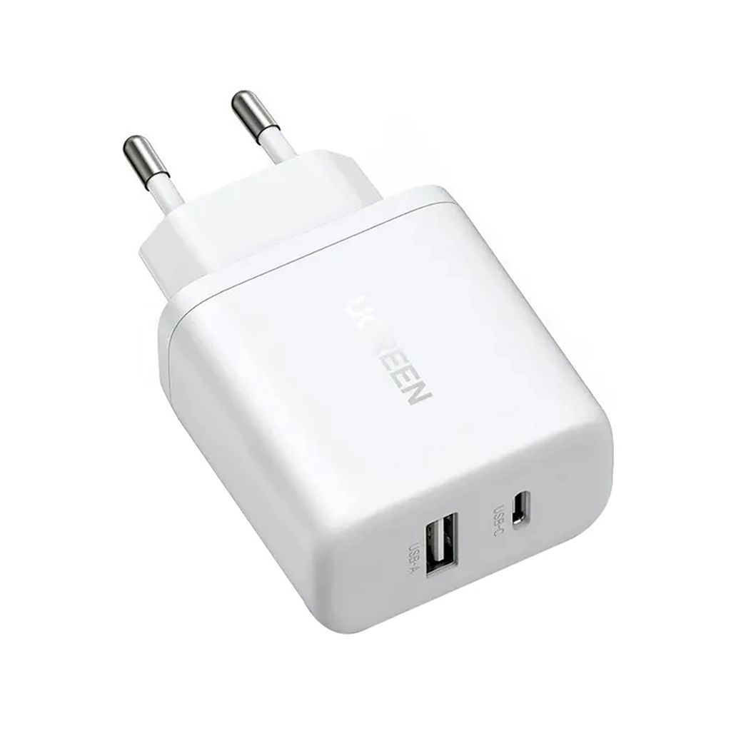 Ugreen X227 20W GaN Vegglader 1x USB-A 1x USB-C - Hvit