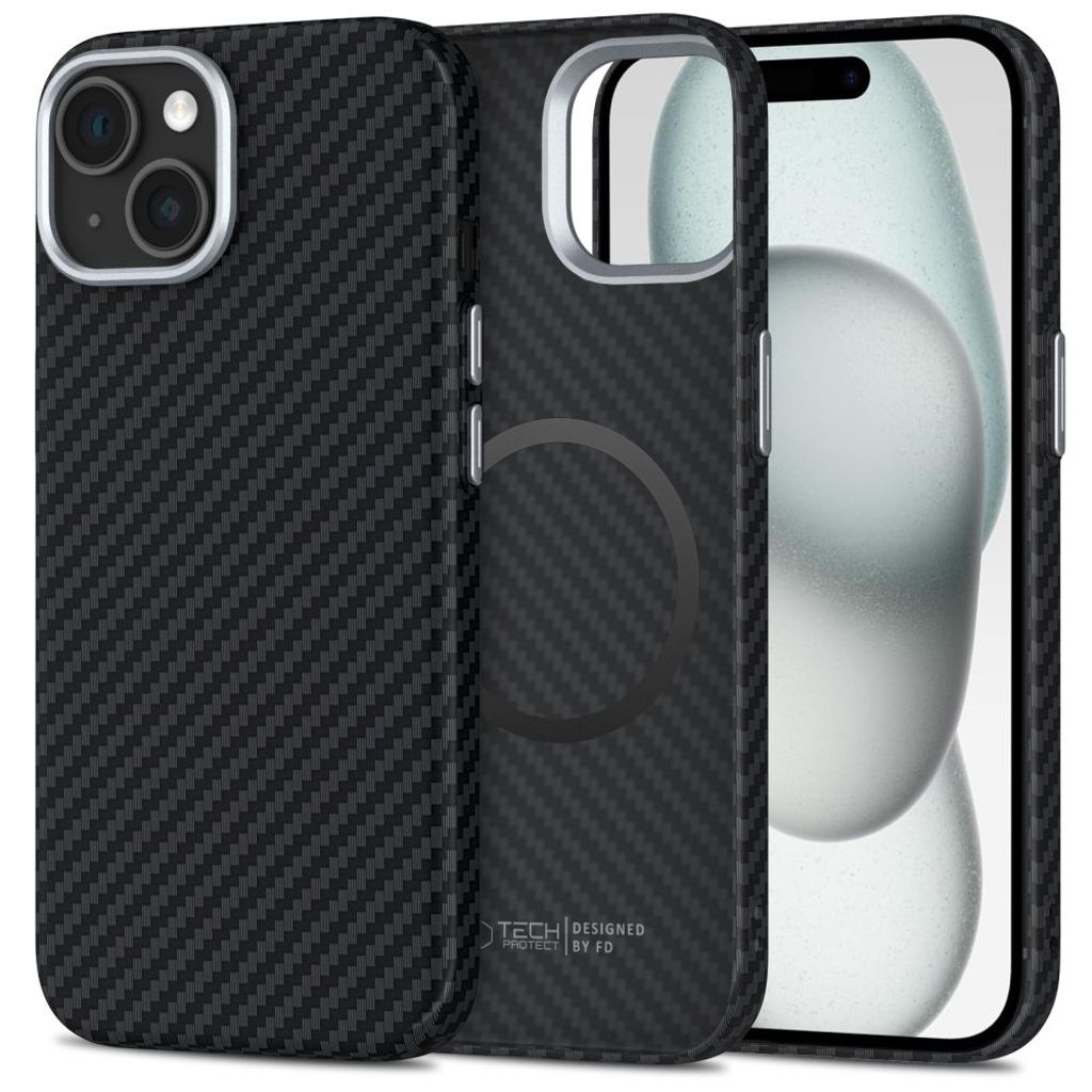 Tech-Protect Ion Carbon MagSafe Case for iPhone 15 - Black