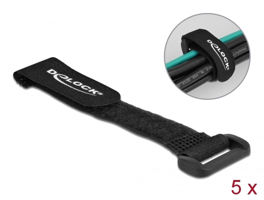 Delock velcrokabelbindere 150 x 20 mm - sort 5 stk.