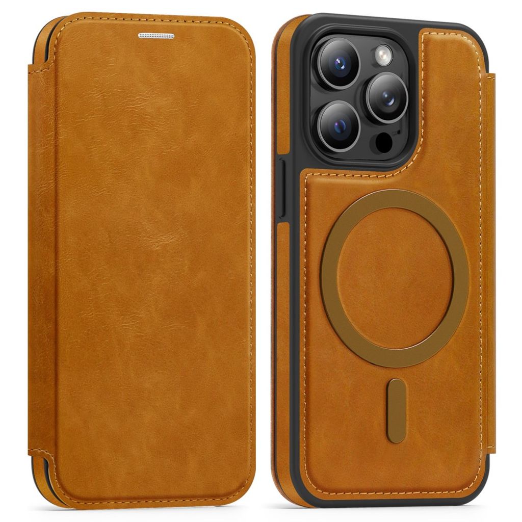 iPhone 14 Pro Wallet Cover MagSafe RFID Blocking - Brown