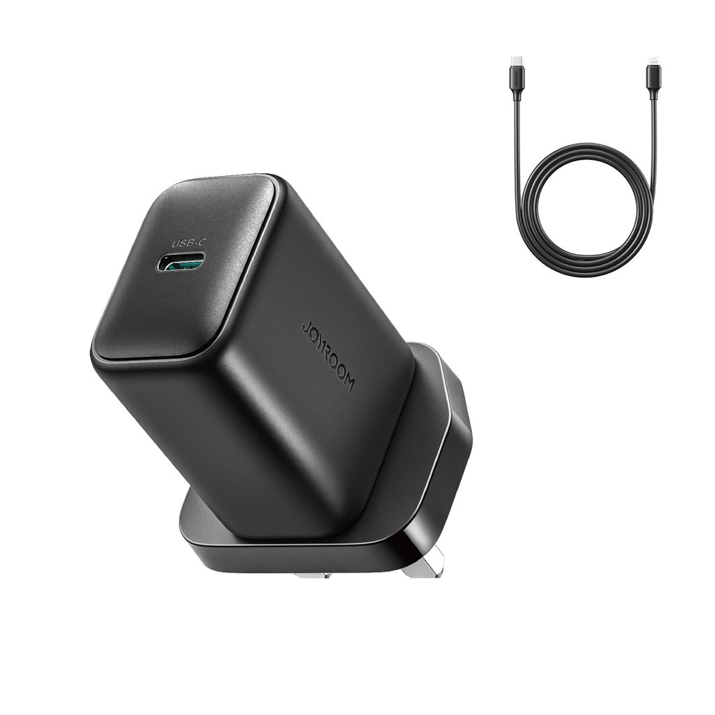 Joyroom USB-C vegglader 25W med 1m USB-C-kabel (UK-plugg) – svart