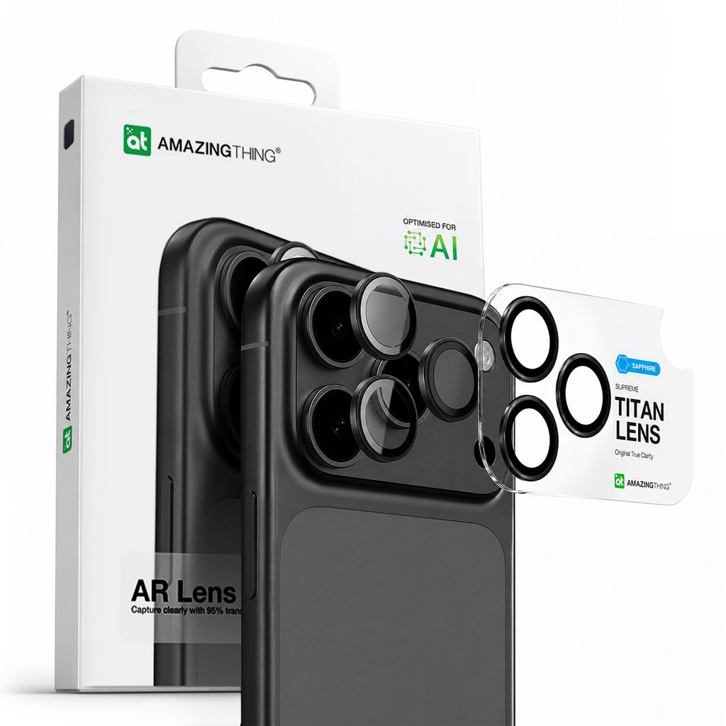 AmazingThing Sapphire Camera Glass Linsebeskytter till iPhone 17 Pro/17 Pro Max - Grå