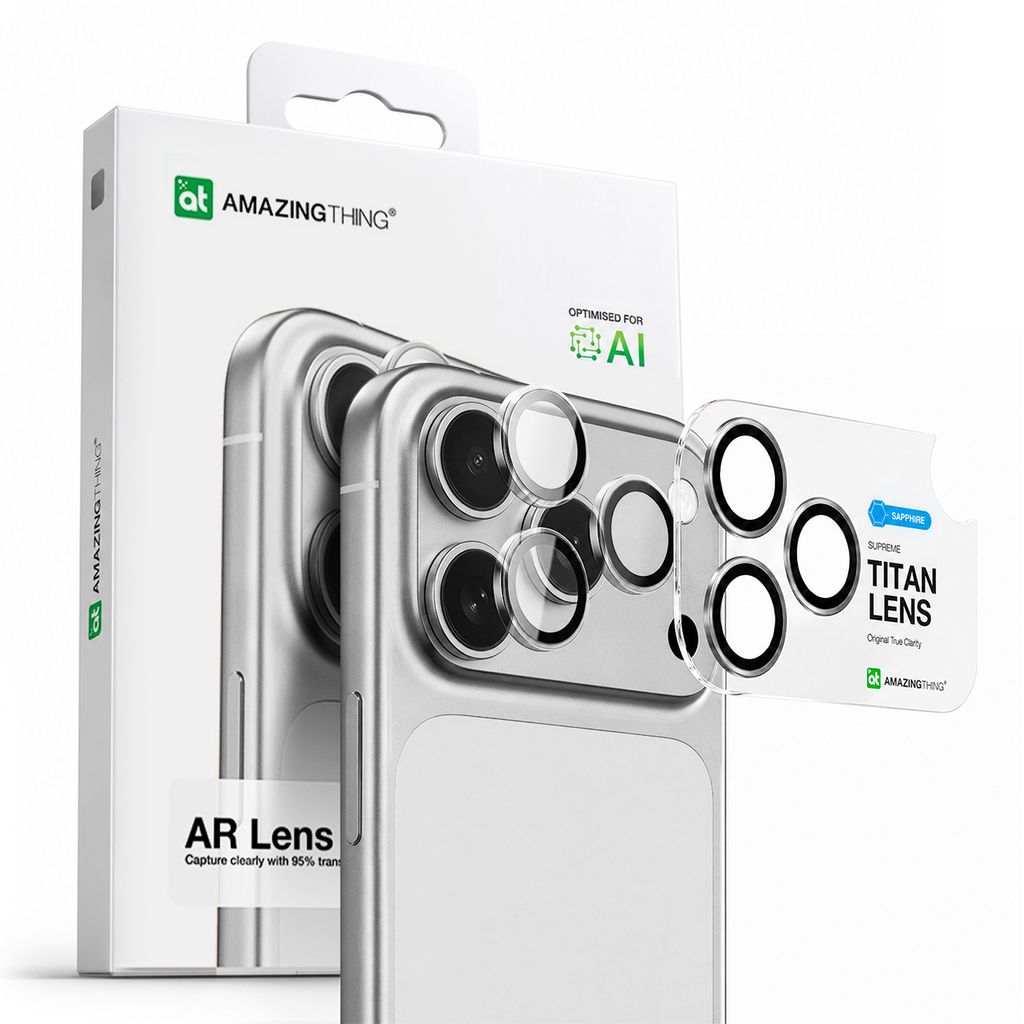 AmazingThing Sapphire Camera Glass Linsebeskytter till iPhone 17 Pro/17 Pro Max - Gjennomsiktig