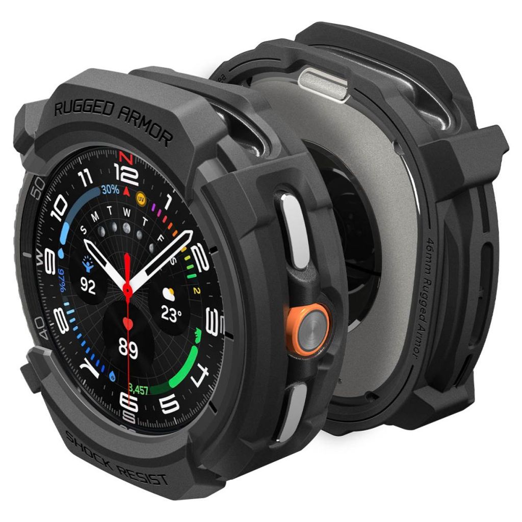 Spigen Rugged Armor Kuori Samsung Galaxy Watch 8 Classic 46mm - Musta