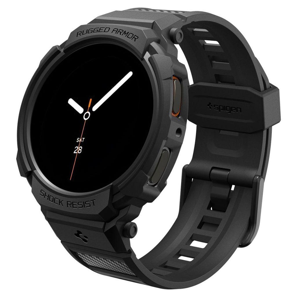 Spigen Rugged Armor Pro Klokkereim & Deksel til Samsung Galaxy Watch 8 44mm - Svart