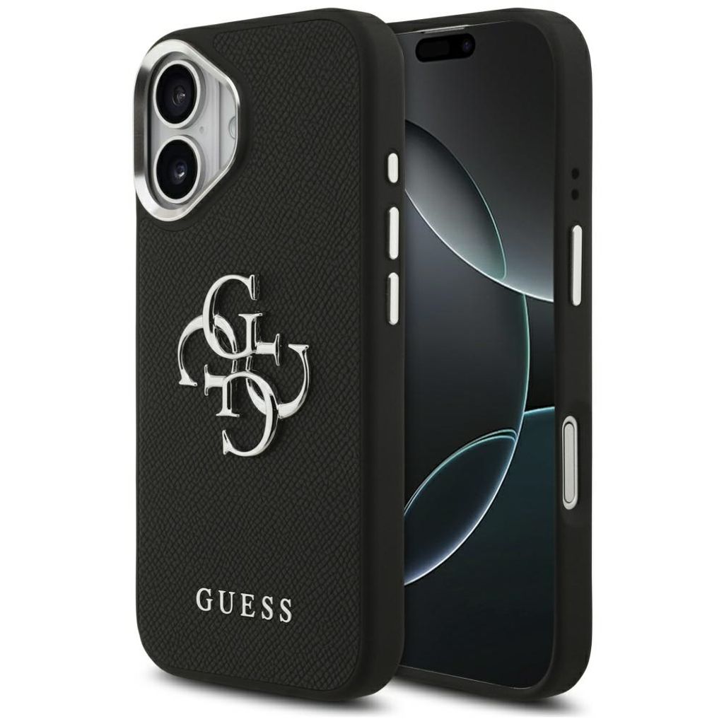 Guess Grained Big 4G & Classic Logo -kuori till iPhone 17 - Musta