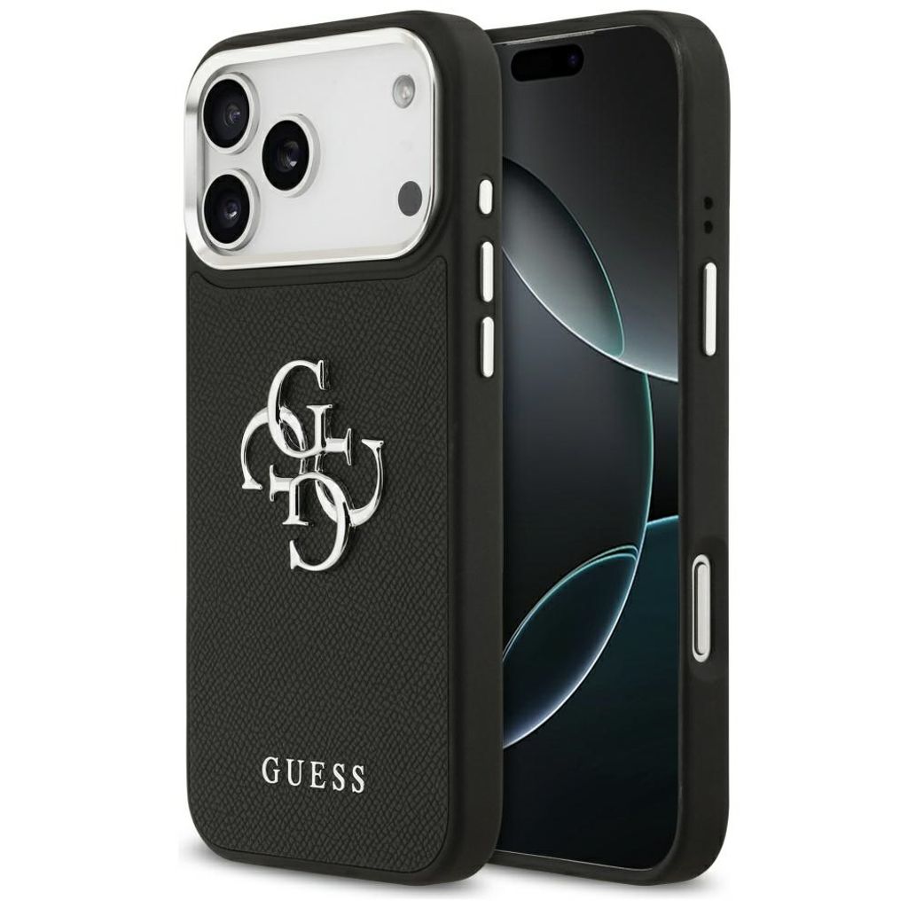Guess Grained Big 4G & Classic Logo -kuori till iPhone 17 Pro Max - Musta