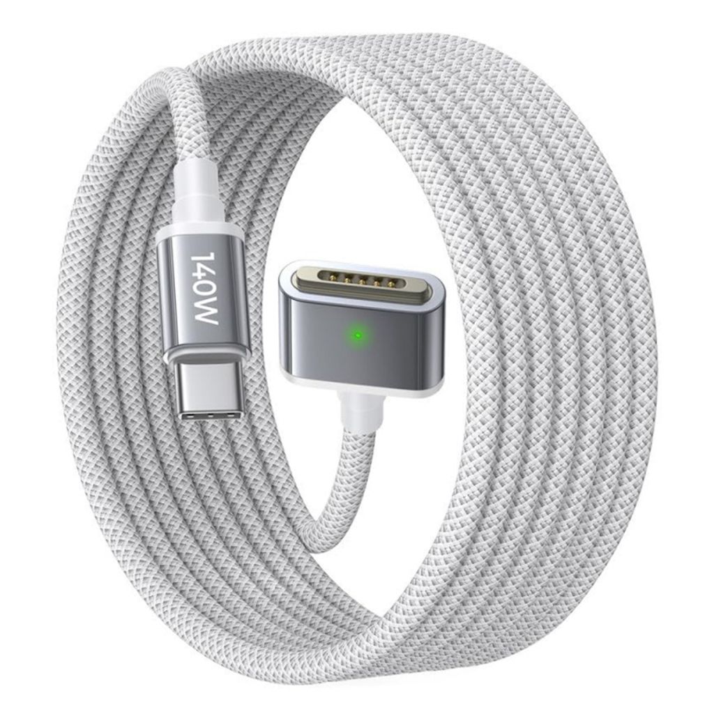 Lisen USB-C til MagSafe 3 opladningskabel, 140W, 2m – Sølv