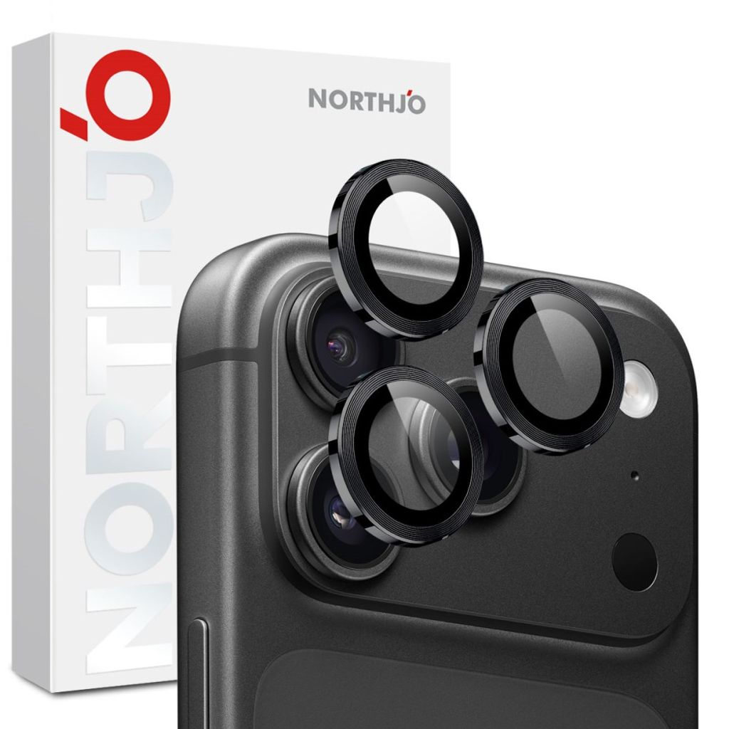 NORTHJO iPhone 18 Pro/18 Pro Max -suojakalvo karkaistusta lasista - musta
