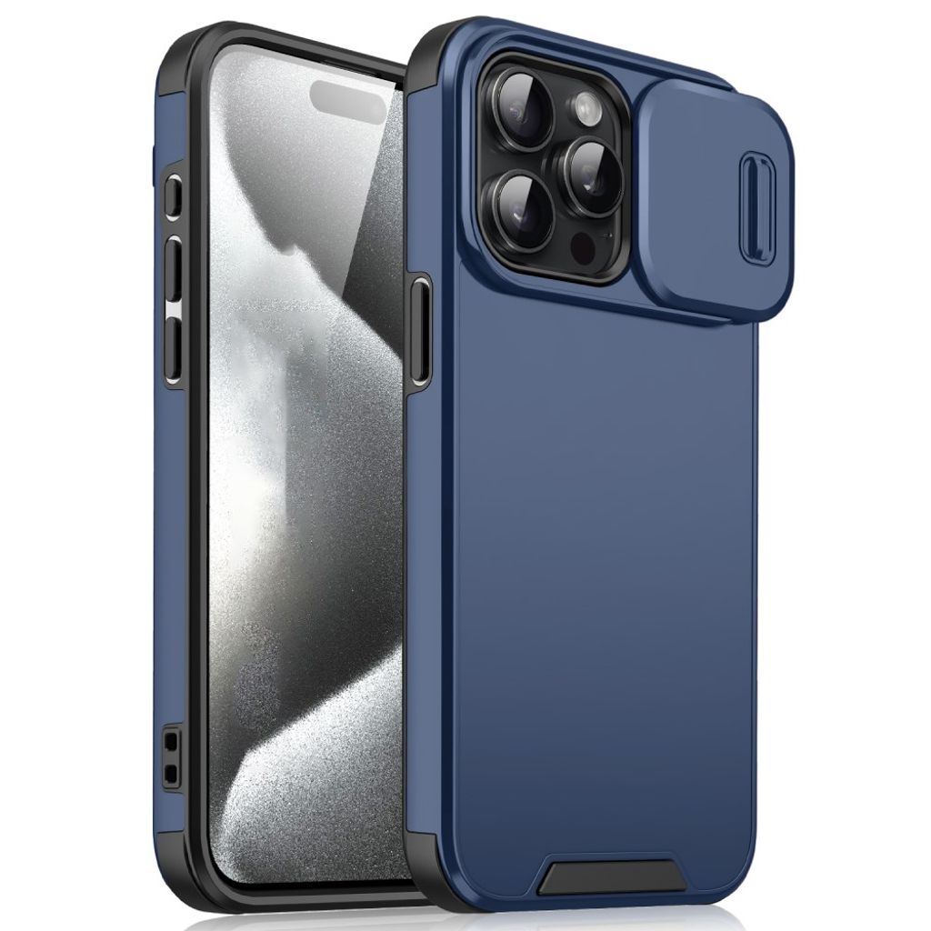 iPhone 16 Pro Max Case with Sliding Camera Cover – Blue