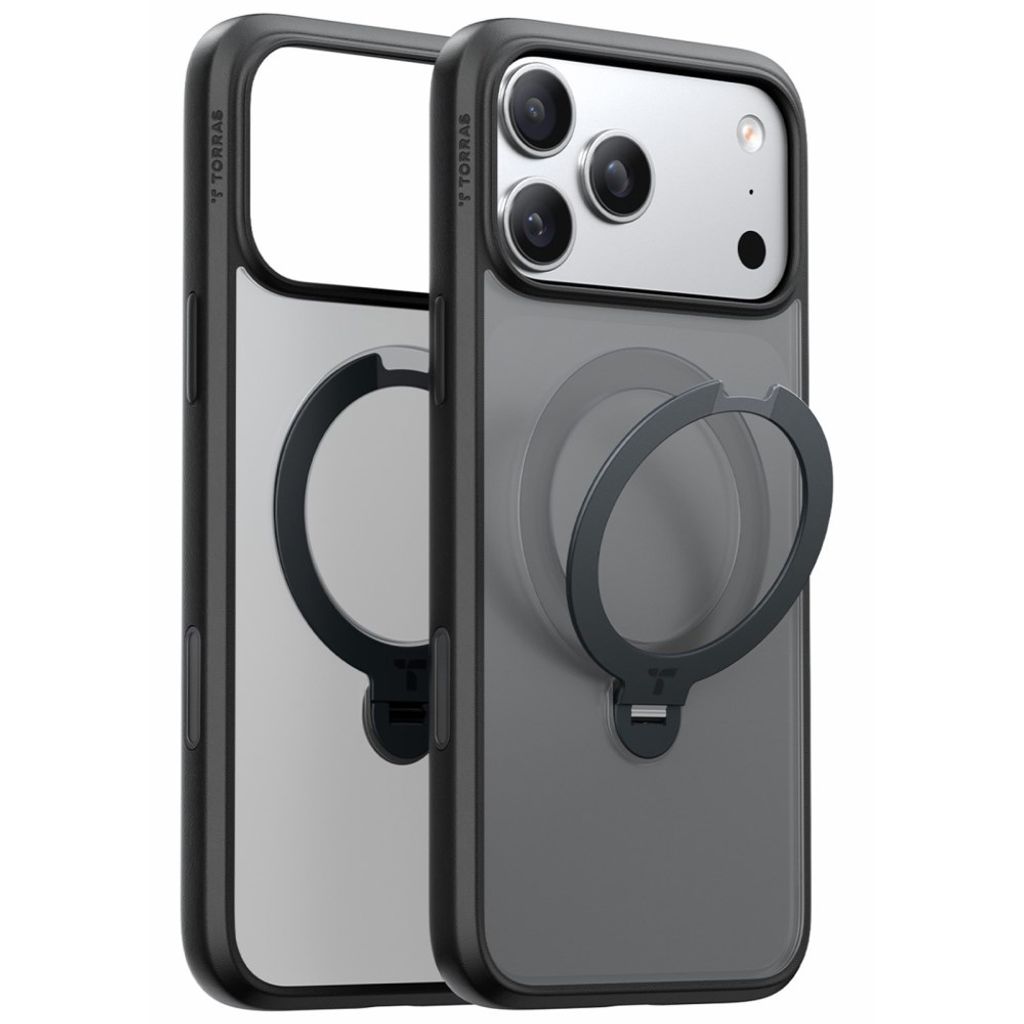 iPhone 18 Pro Max/17 Pro Max Deksel med Roterbar Ring - Svart