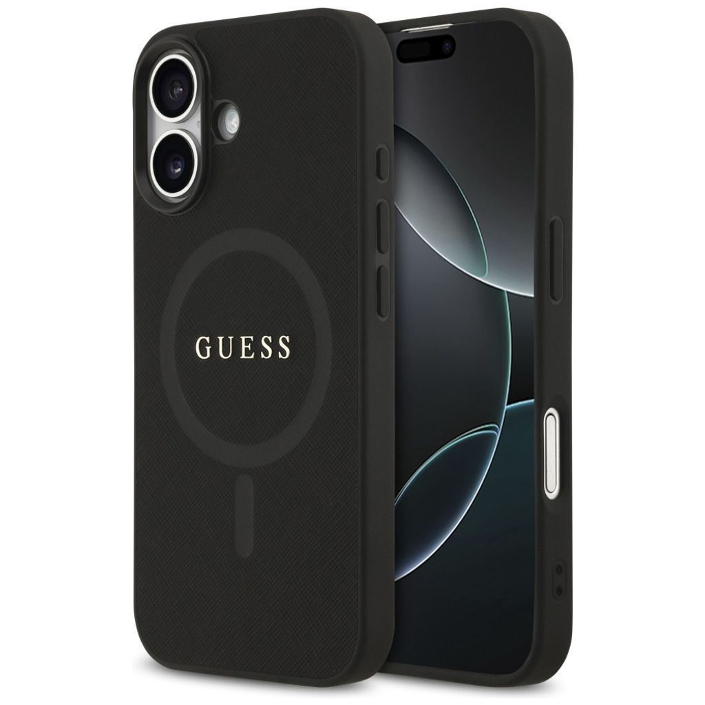 Guess Saffiano Classic Logo MagSafe -kuori till iPhone 17 - Musta