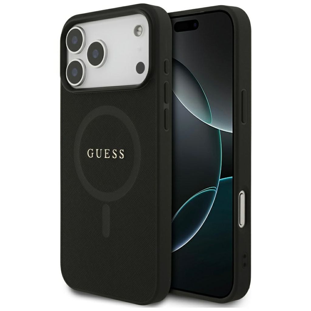 Guess Saffiano Classic Logo MagSafe -kuori till iPhone 17 Pro Max - Musta